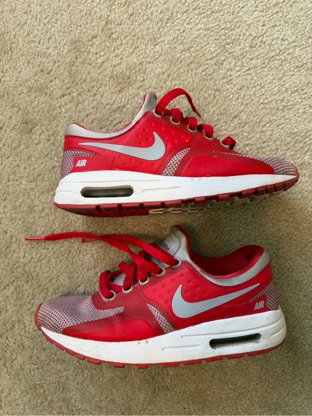 Nike Air Max Zero Essential GS Red White Gray Sneakers 881224-003